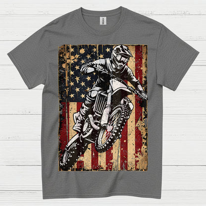 American Flag Motocross Rider Vintage T Shirt