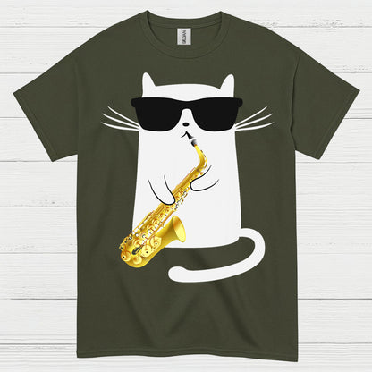 Cool Cat Playing Saxophone T Shirt