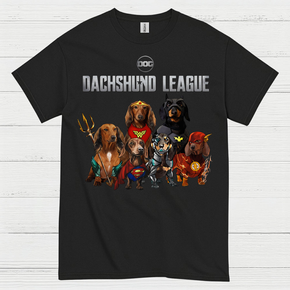 Dachshund League Superhero Team T Shirt