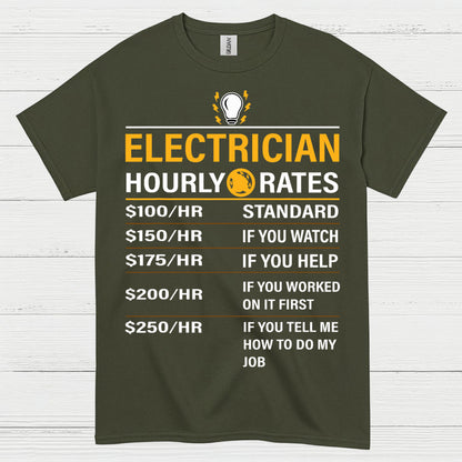 Electrician Hourly Rates T Shirt