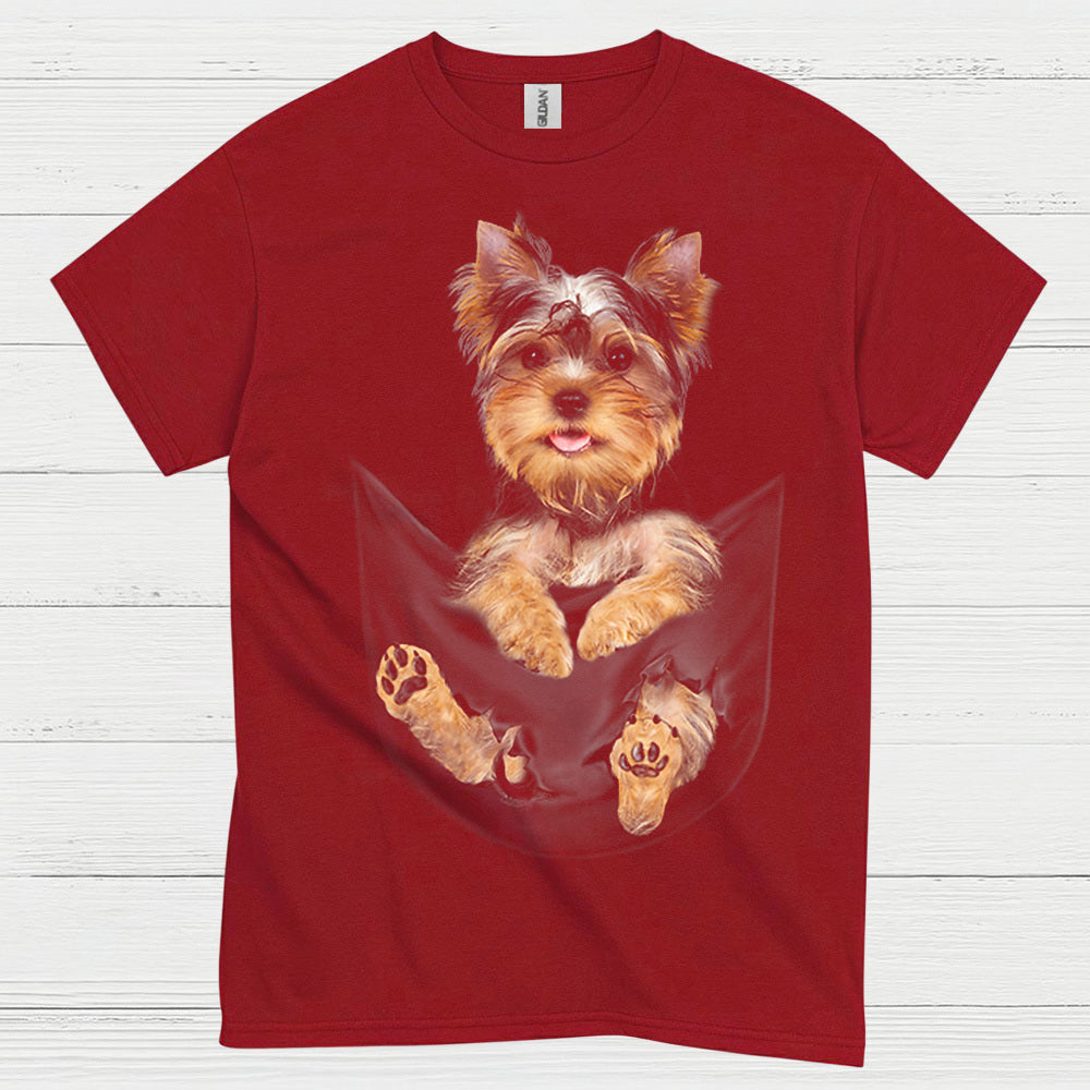 Cute Pocket Yorkie Puppy Dog Lover T Shirt
