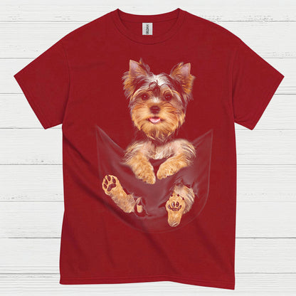 Cute Pocket Yorkie Puppy Dog Lover T Shirt