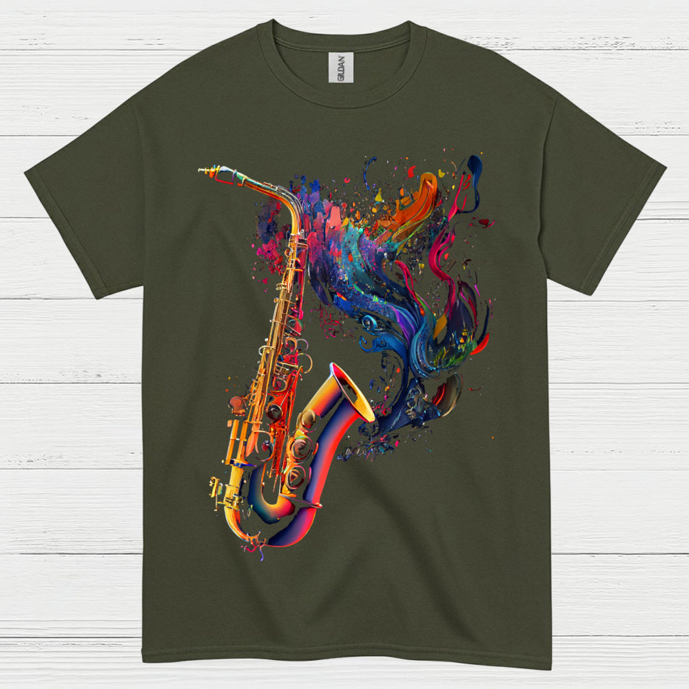 Colorful Saxophone Music Art T Shirt