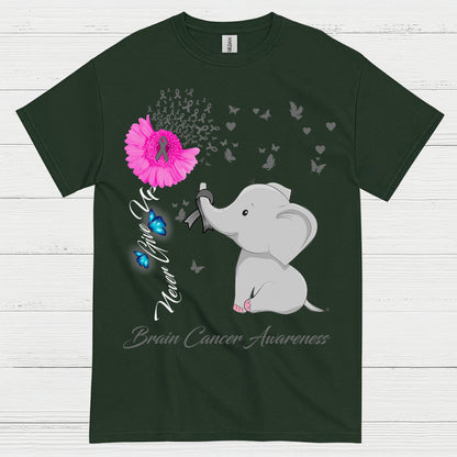 Never Give Up Brain Cancer Awareness T Shirt