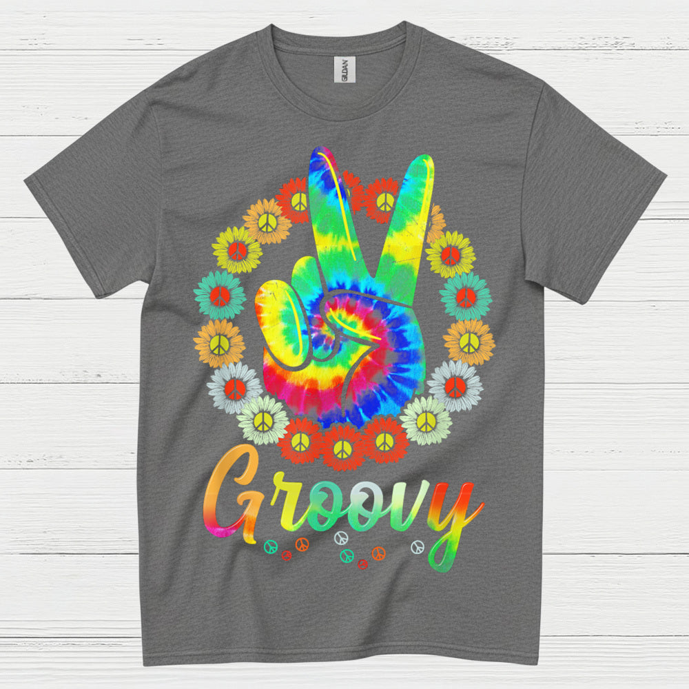 Groovy Tie Dye Peace Sign T Shirt