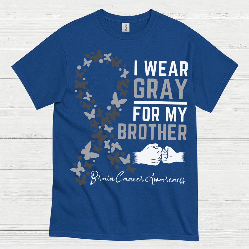 I Wear Gray For My Brother Brain Cancer T Shirt