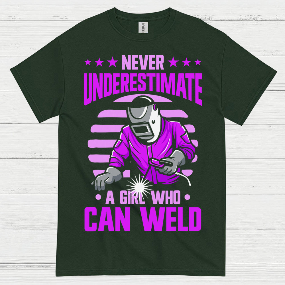 Never Underestimate A Girl Who Can Weld T Shirt