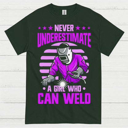 Never Underestimate A Girl Who Can Weld T Shirt