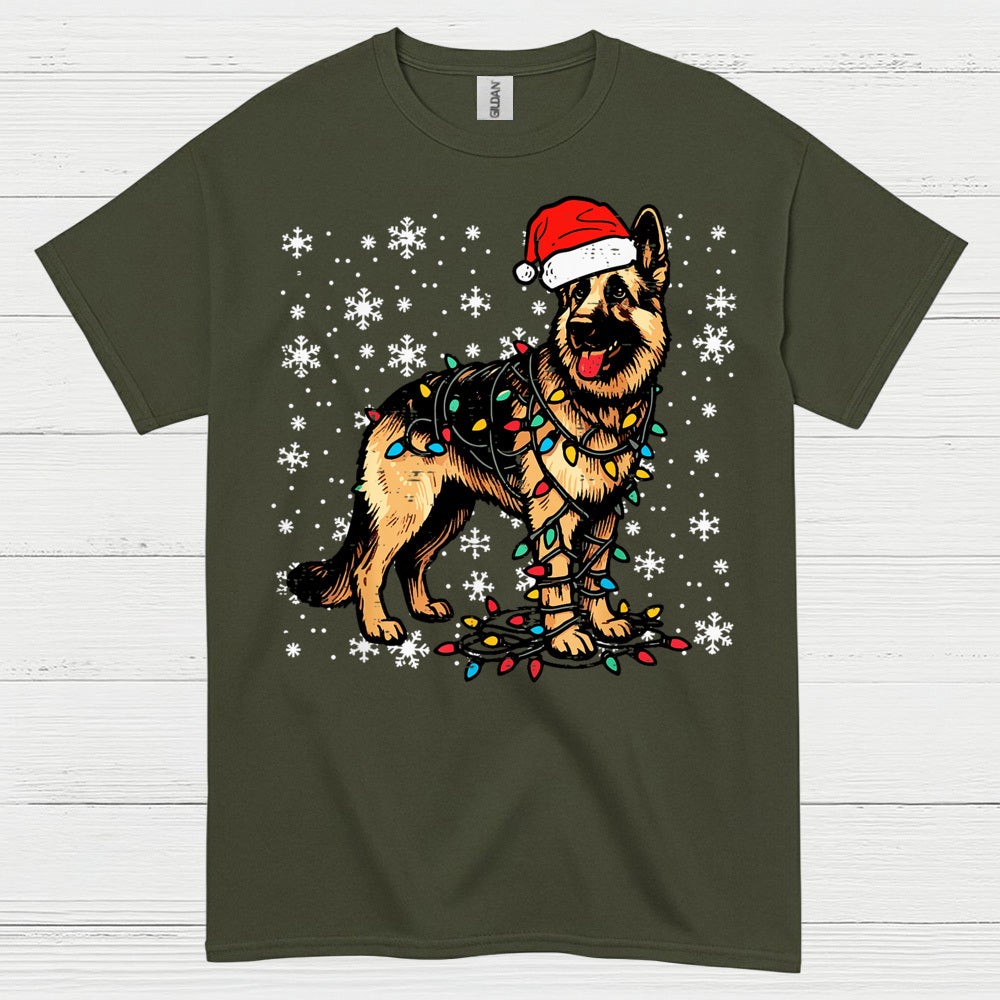 German Shepherd Christmas Lights T Shirt
