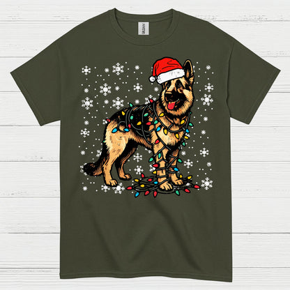 German Shepherd Christmas Lights T Shirt