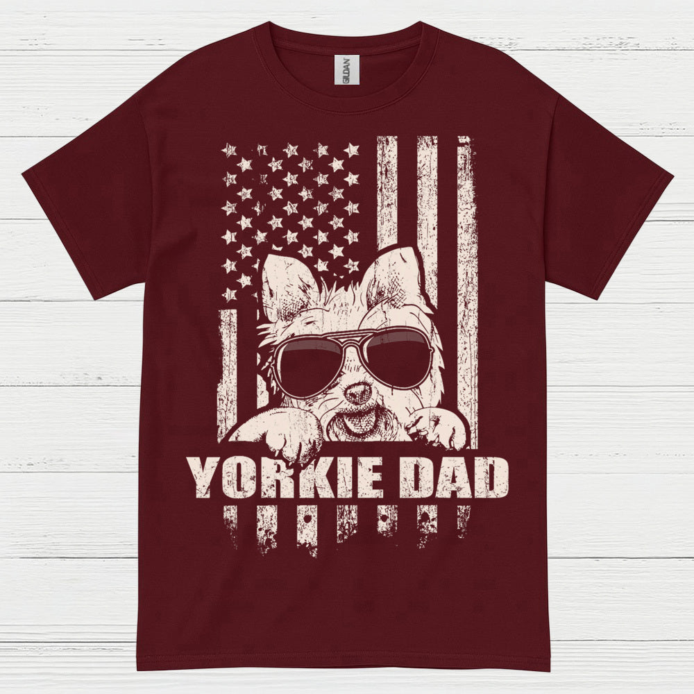 Yorkie Dad Patriotic Dog Lover T Shirt
