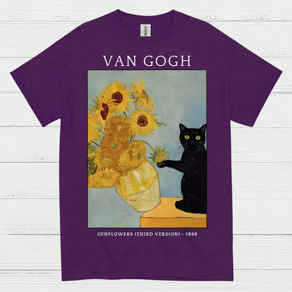 Van Gogh Sunflowers Cat Art T Shirt