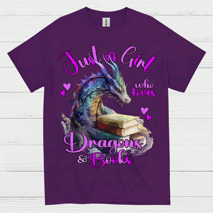 Dragon And Books Lover Girl T Shirt