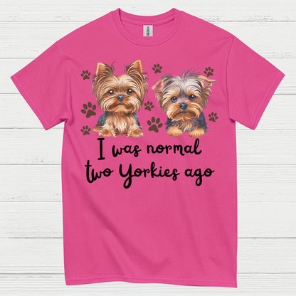 Funny Two Yorkies Ago Dog Lover T Shirt