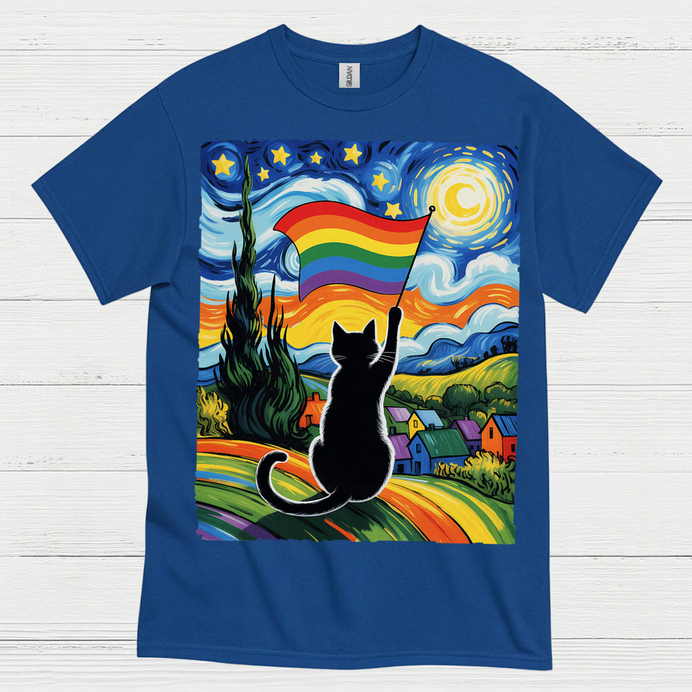 Rainbow Cat Art Pride T Shirt