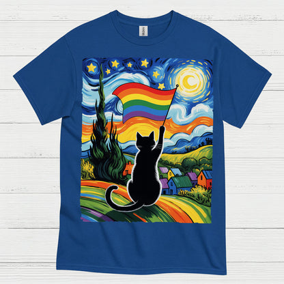 Rainbow Cat Art Pride T Shirt