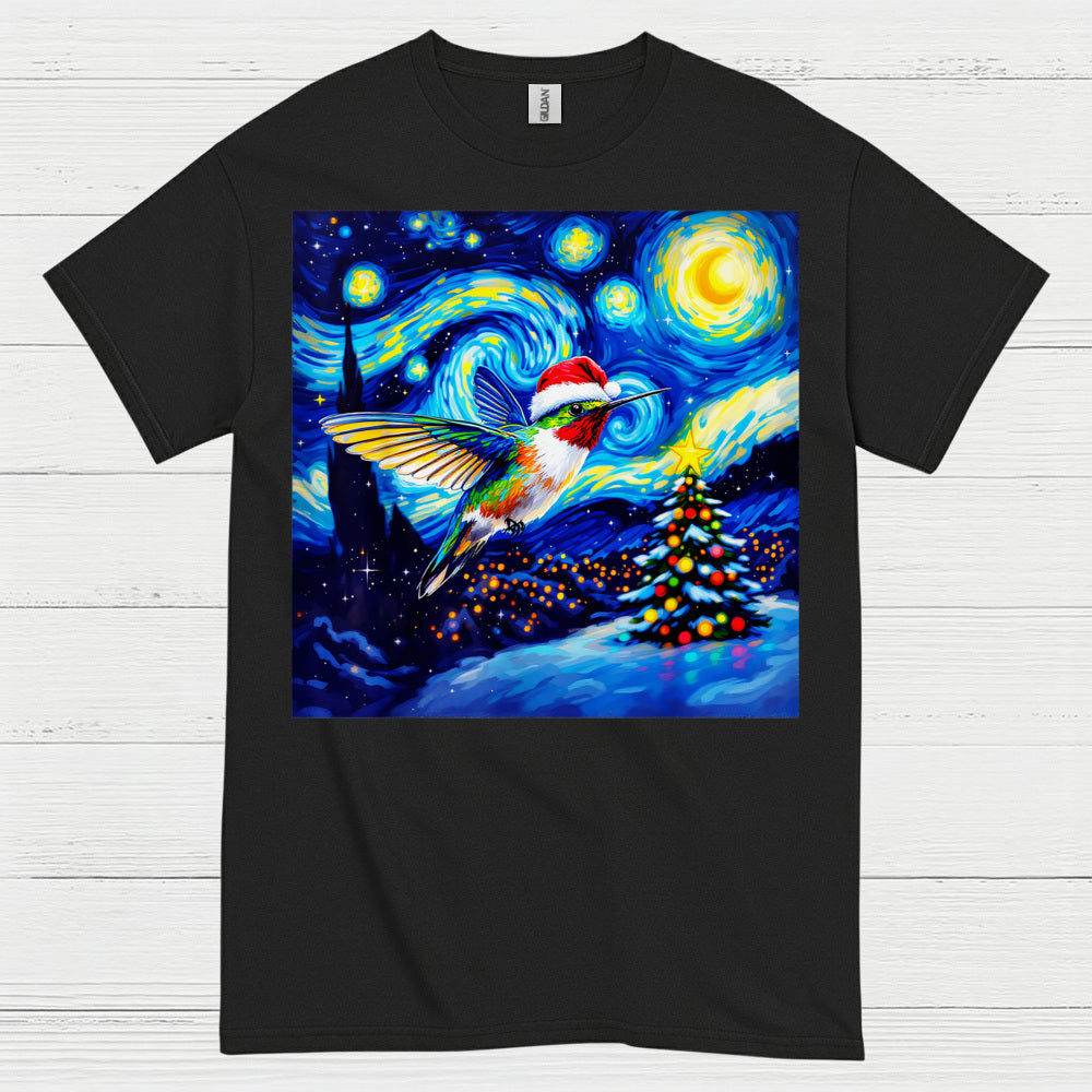 Festive Hummingbird Christmas Art T Shirt