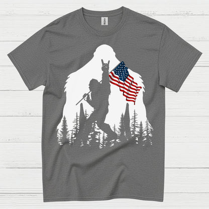 Bigfoot American Flag Silhouette T Shirt