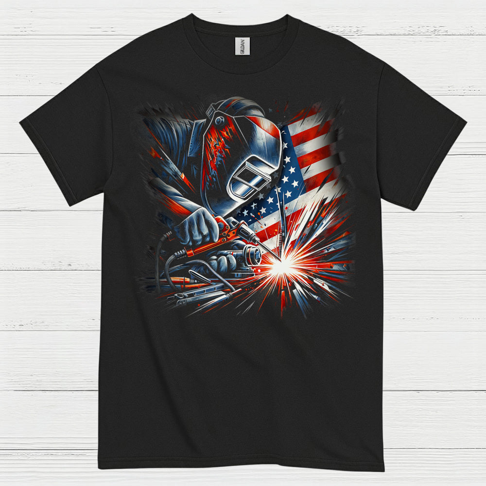 Patriotic Welder American Flag T Shirt