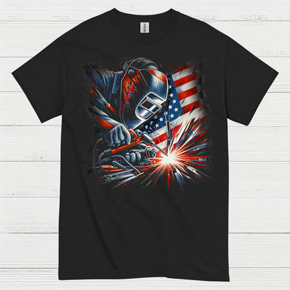 Patriotic Welder American Flag T Shirt