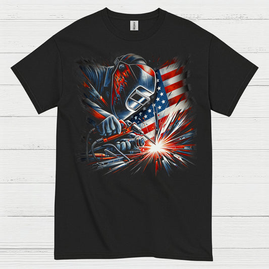 Patriotic Welder American Flag T Shirt