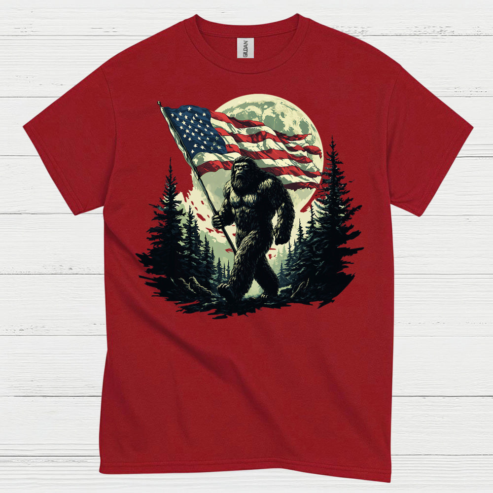 Freedom Walk American Flag Bigfoot T Shirt