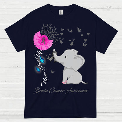 Never Give Up Brain Cancer Awareness T Shirt