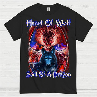 Heart Of Wolf Soul Of A Dragon T Shirt