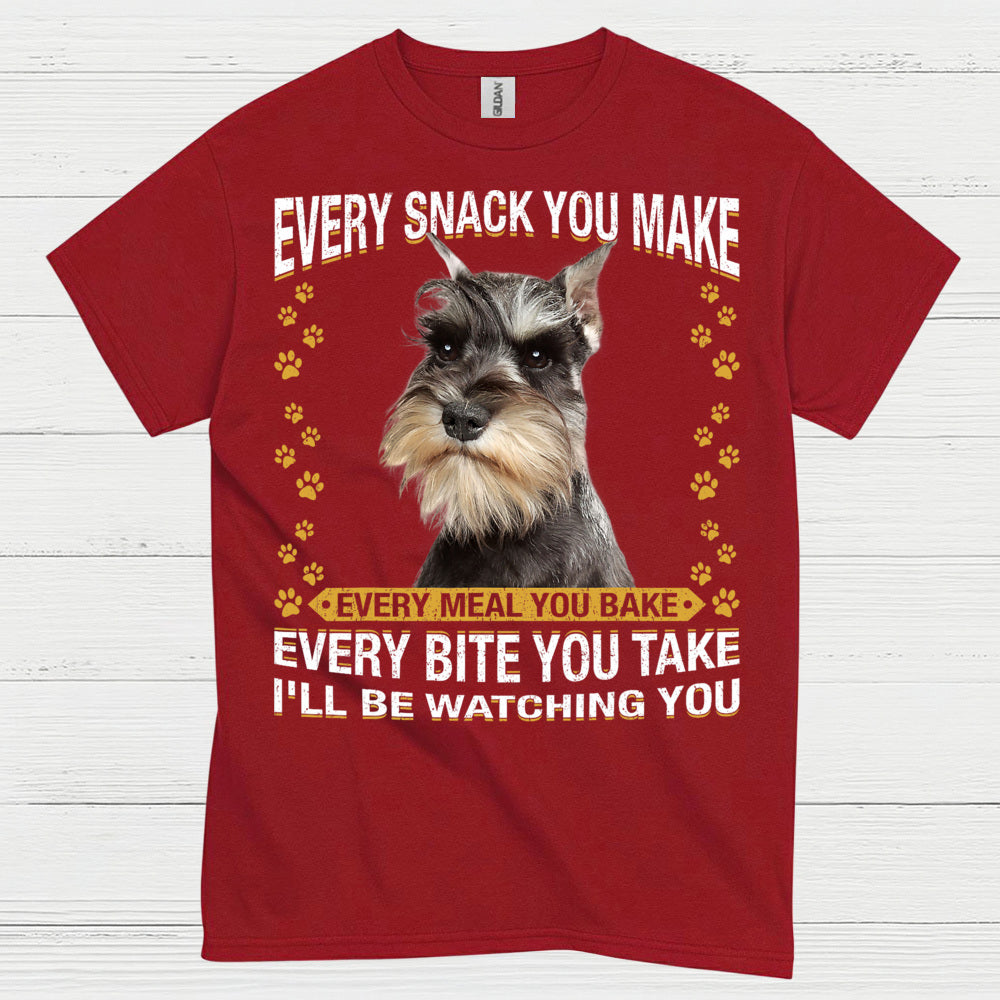 Funny Schnauzer Watching You Snack T Shirt