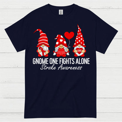 Gnome One Fights Alone Stroke Awareness T Shirt