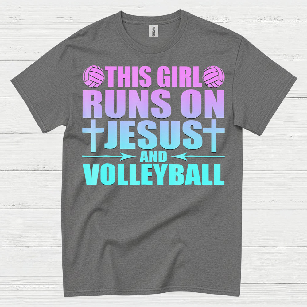 This Girl Runs On Jesus And Volleyball T Shirt
