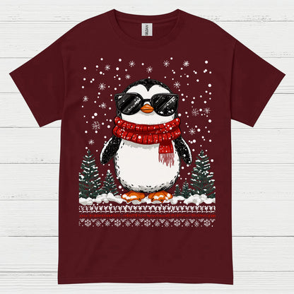 Cool Winter Penguin Christmas Graphic T Shirt