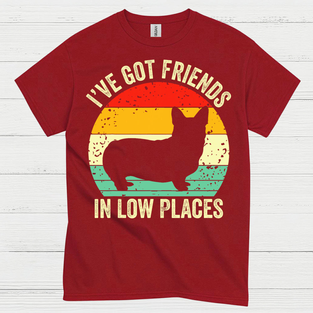Low Places Friends Corgi Retro T Shirt