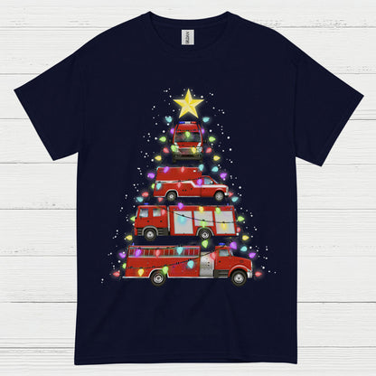 Fire Truck Christmas Tree Lights T Shirt