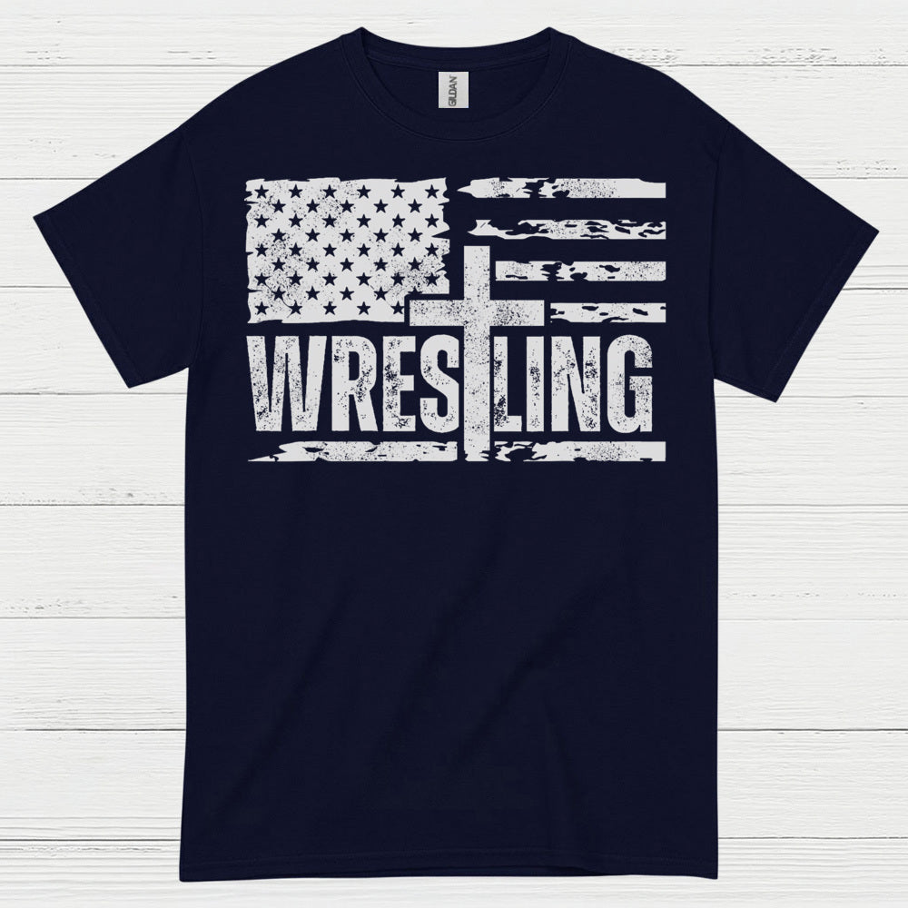 Wrestling American Flag T Shirt