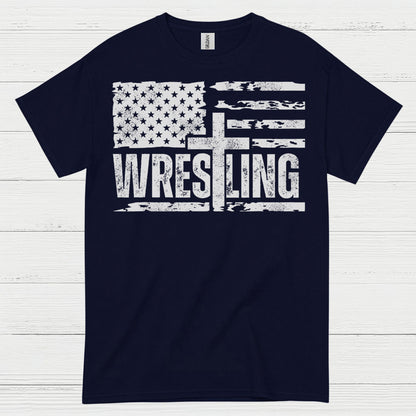 Wrestling American Flag T Shirt