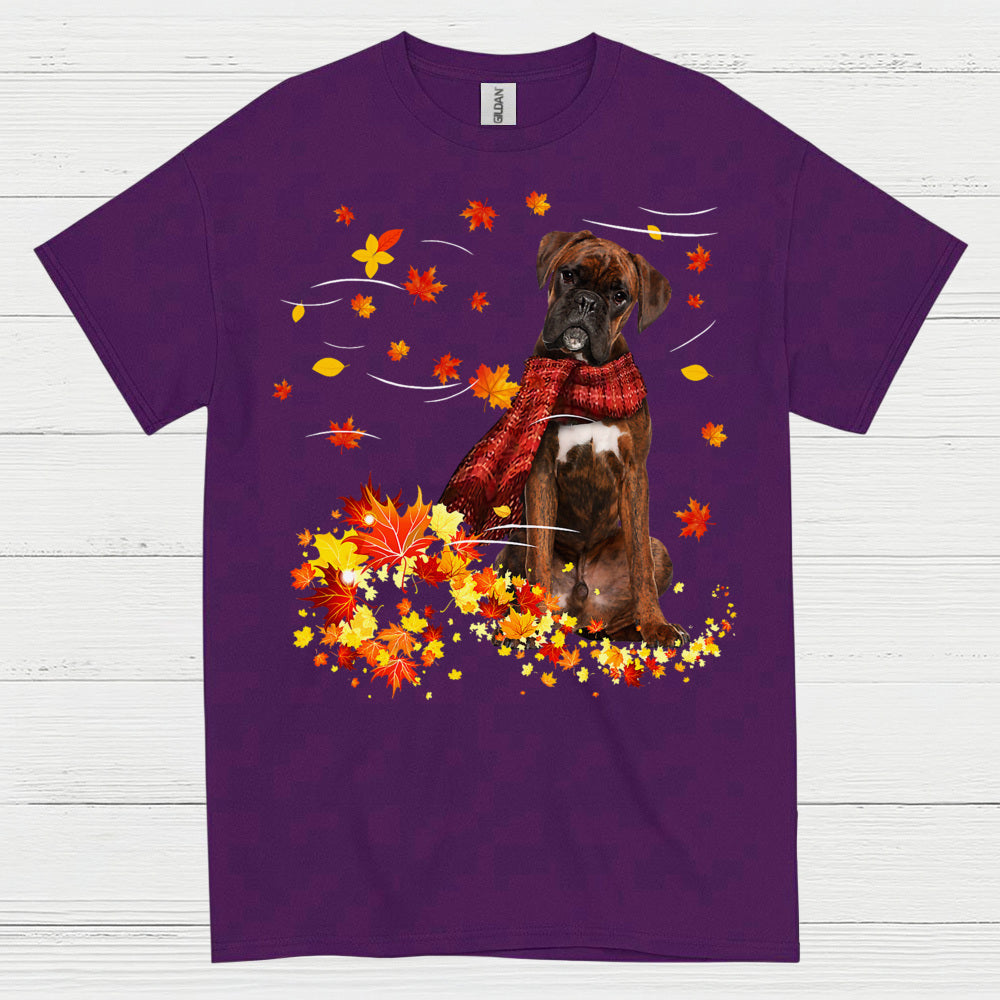 Autumn Boxer Dog T Shirt