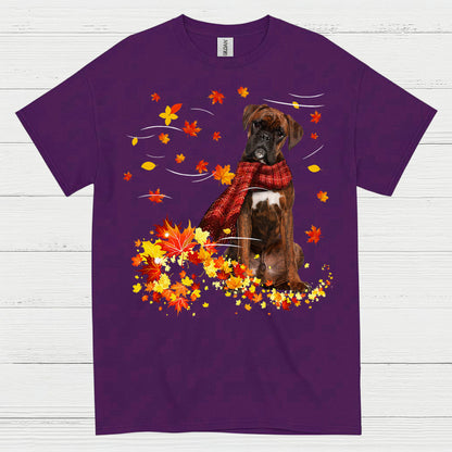 Autumn Boxer Dog T Shirt