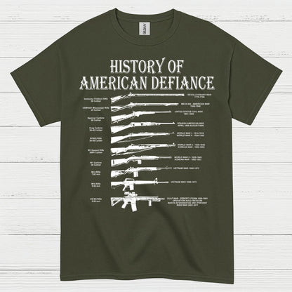 History Of American Defiance Patriotic Gun T Shirt