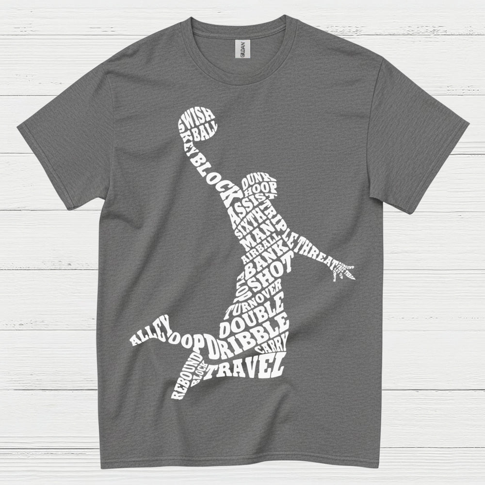 Basketball Word Art Dunk Silhouette T Shirt