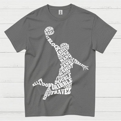 Basketball Word Art Dunk Silhouette T Shirt