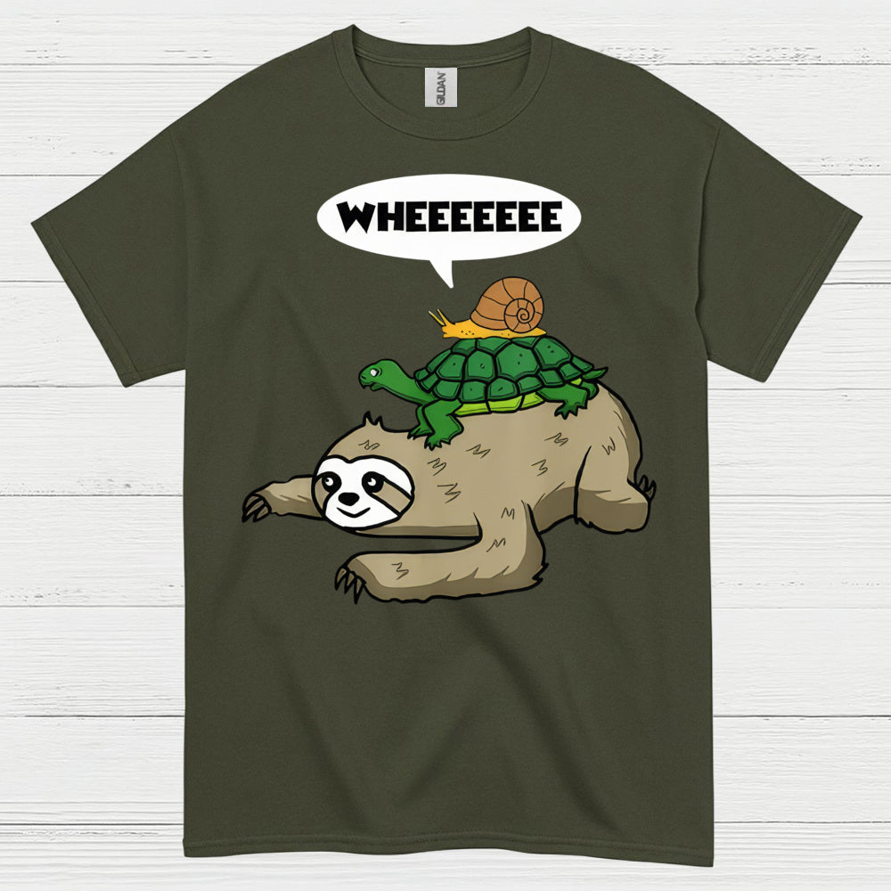 Wheeeee Sloth Turtle Funny T Shirt