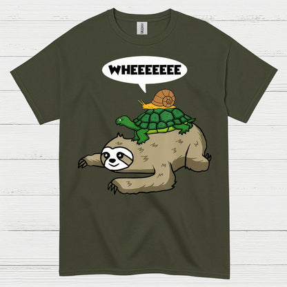Wheeeee Sloth Turtle Funny T Shirt