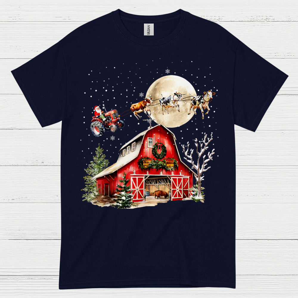 Christmas Farm Santa Tractor T Shirt
