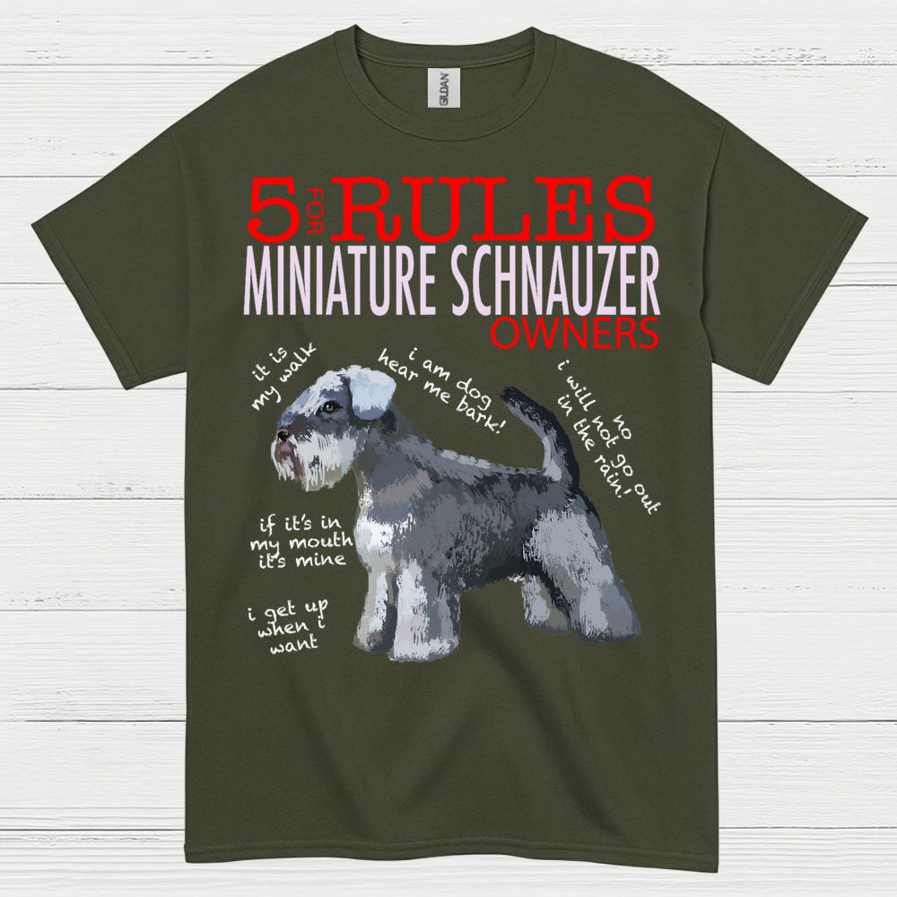 5 Rules for Miniature Schnauzer Owners Funny T Shirt