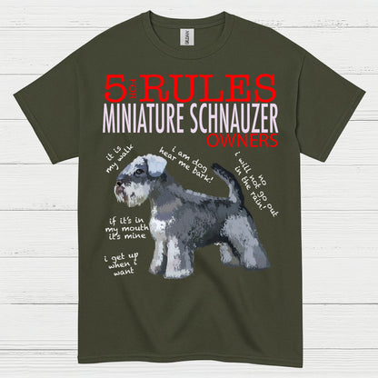 5 Rules for Miniature Schnauzer Owners Funny T Shirt