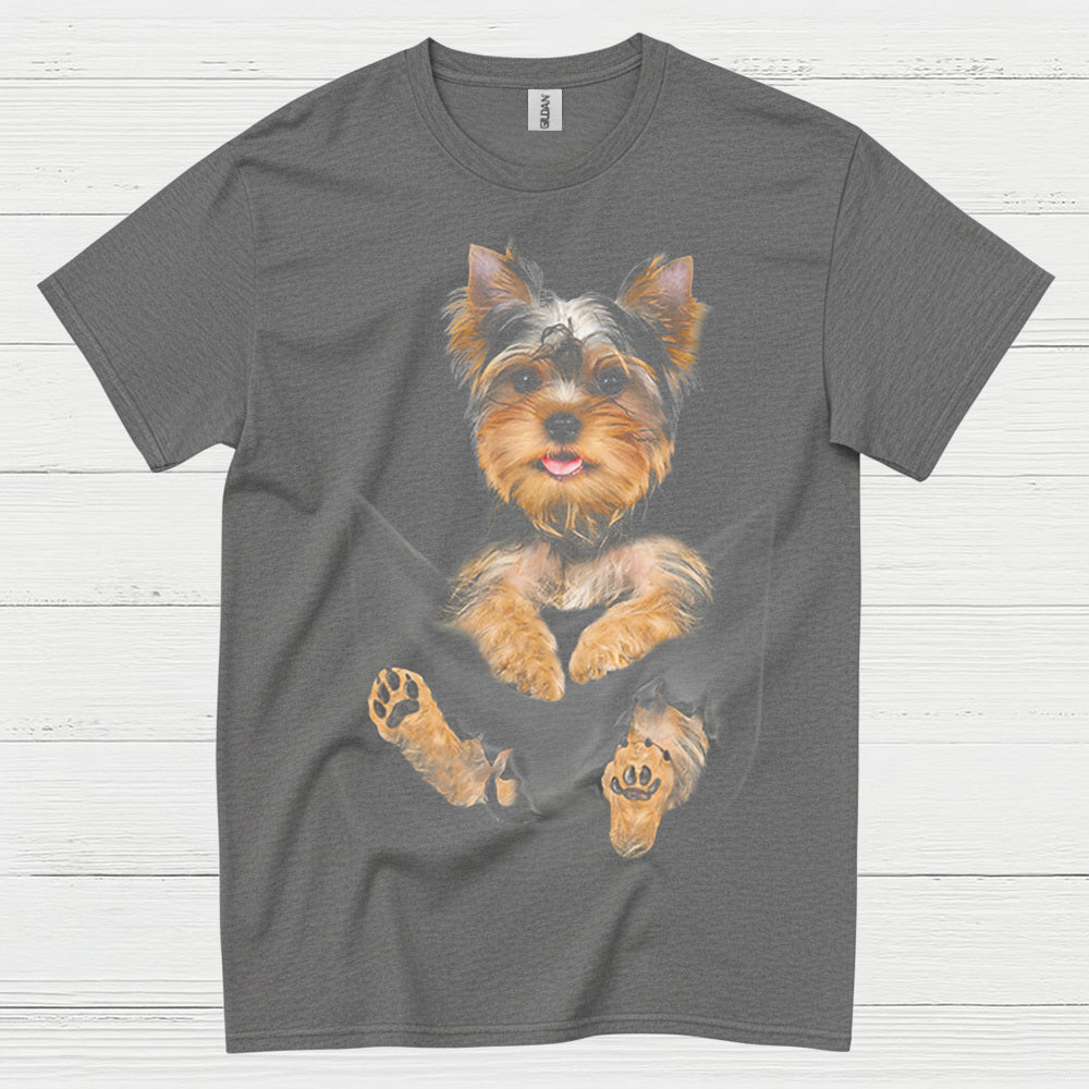 Cute Pocket Yorkie Puppy Dog Lover T Shirt