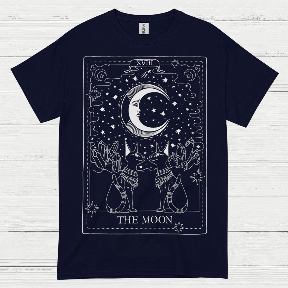 The Moon Tarot Cat Art T Shirt