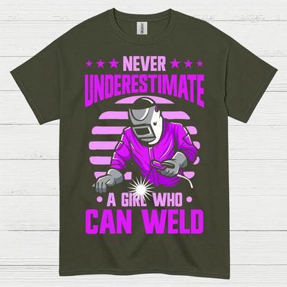 Never Underestimate A Girl Who Can Weld T Shirt