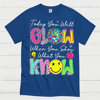 Glow with Knowledge Teacher T Shirt